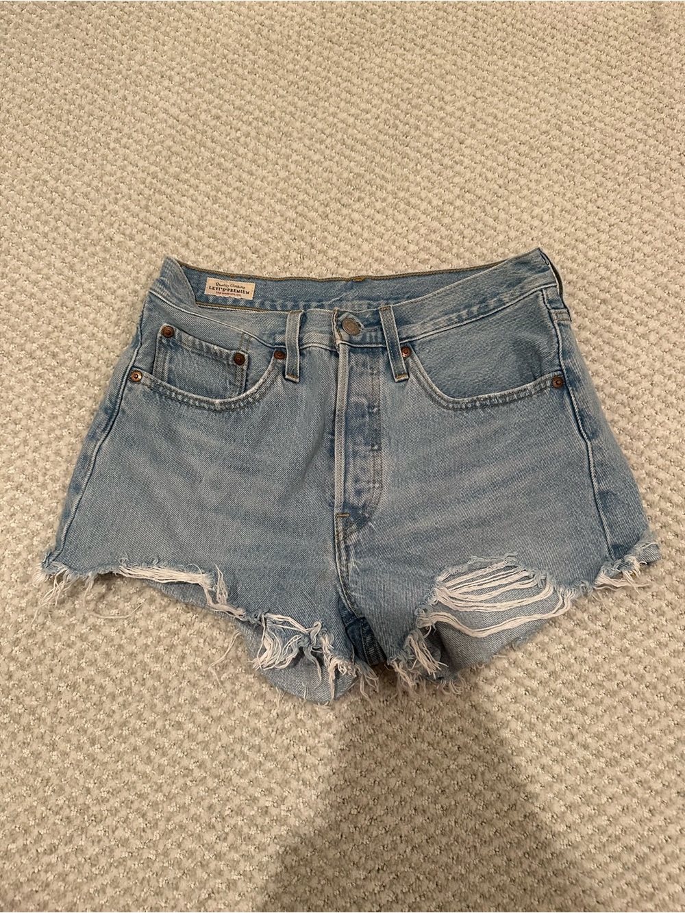 Light Blue Distressed Denim Women's Shorts